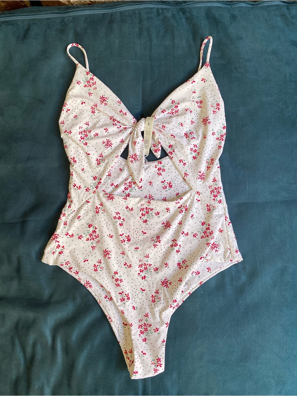 bond-eye White One-Piece Swimsuit with Pink Floral Print